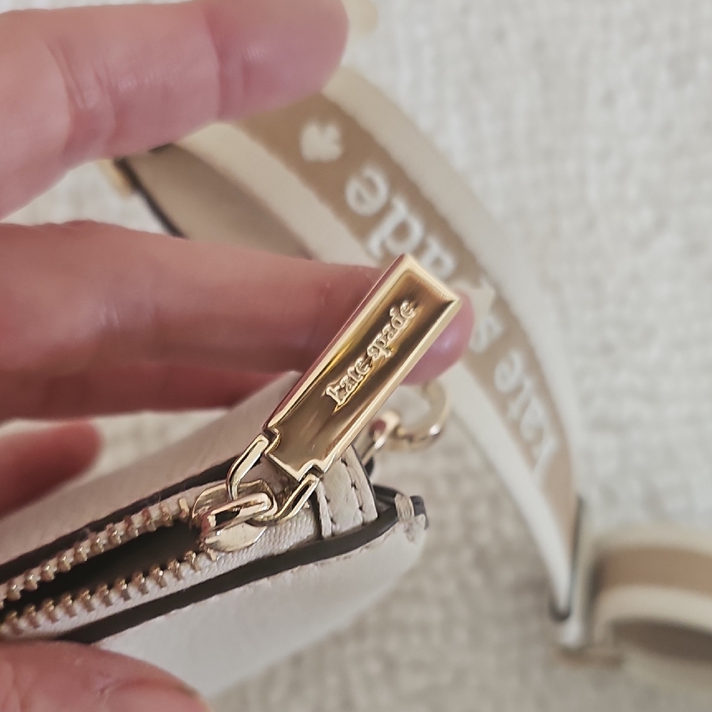 kate spade Cream Pebbled Leather Crossbody with Logo Strap - Picture 6 of 12